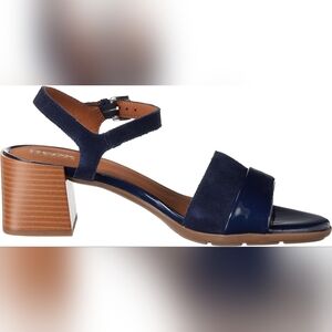 GEOX Respira Marycarmen Italian Patent Block Heel Sandals Blue Size 39 = 9 US
